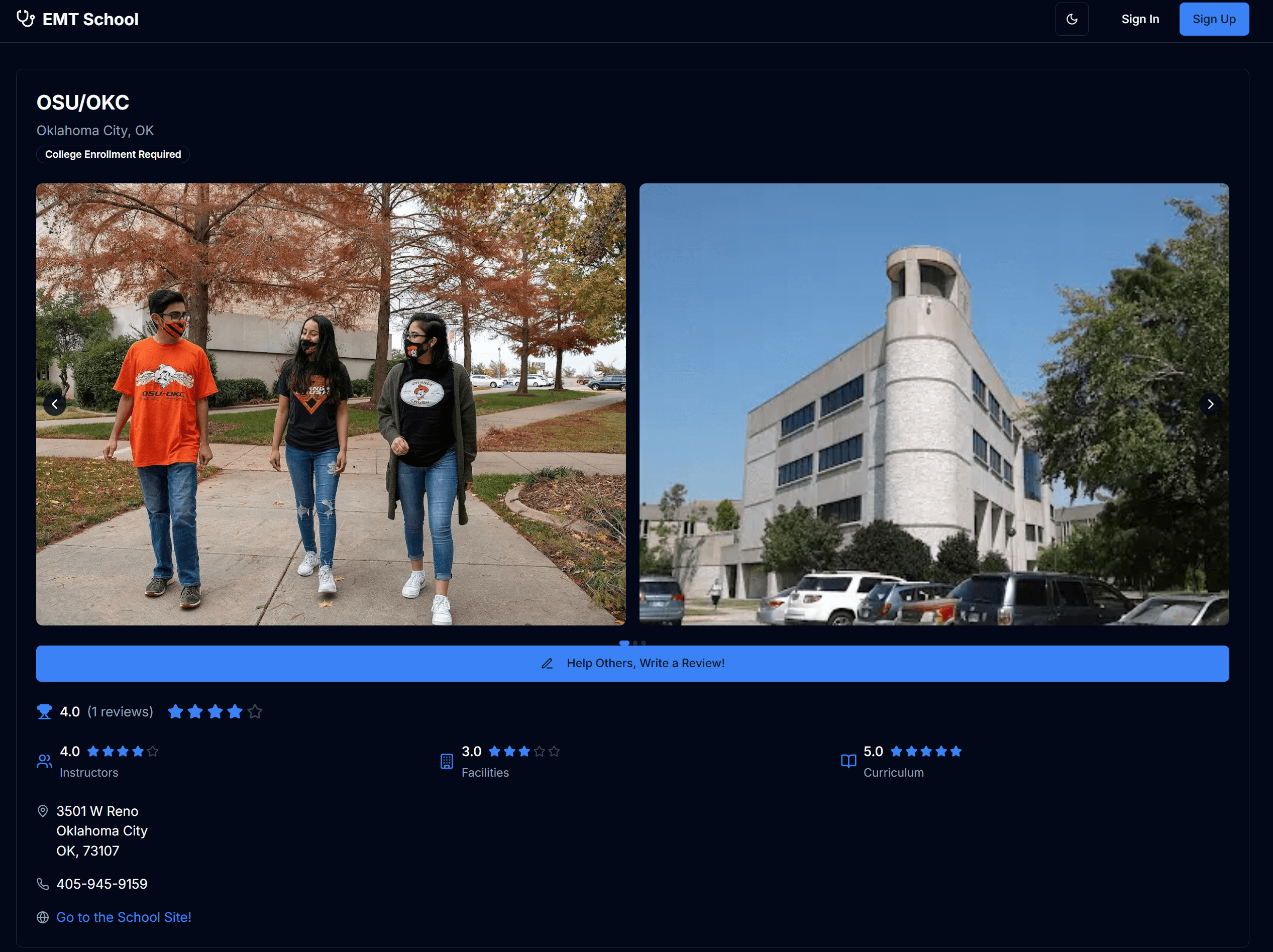 EMT School Review Platform - Screenshot 3